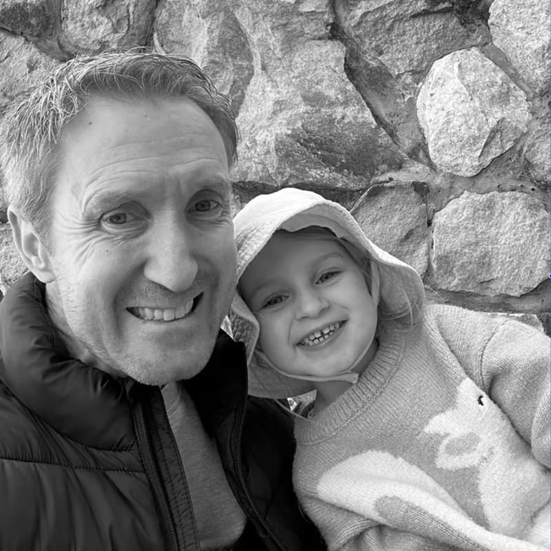 Portrait of Gary B. with his daughter Lila, Ara II member